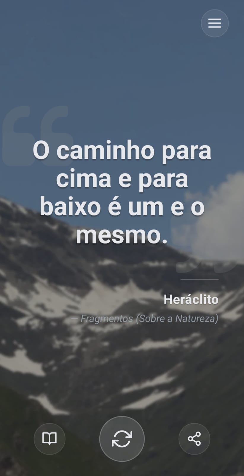 Citação exibida sobre fundo ilustrado no app Dose de Filosofia